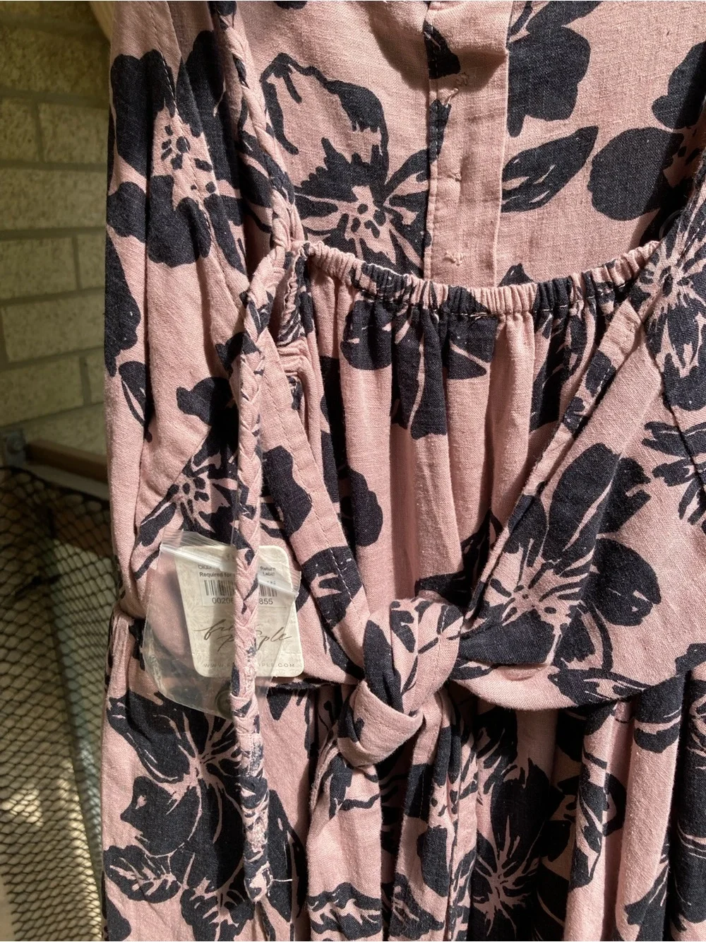 Free People The Perfect Sundress Linen Blend Tropical Floral Button Front Dress